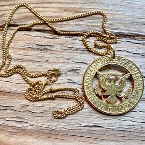 14k Gold Plated  U.S. Half Dollar Coin Necklace